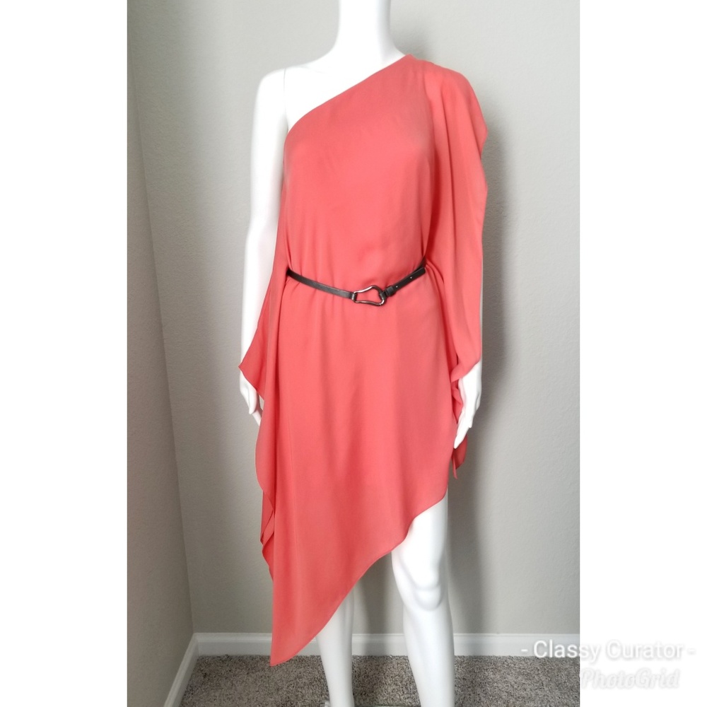 HALSTON HERITAGE coral asymmetrical dress - Picture 1 of 7